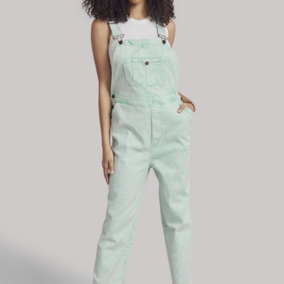 Faherty Sunwashed Mechanic Overalls Size S in Opal - Picture 6 of 6